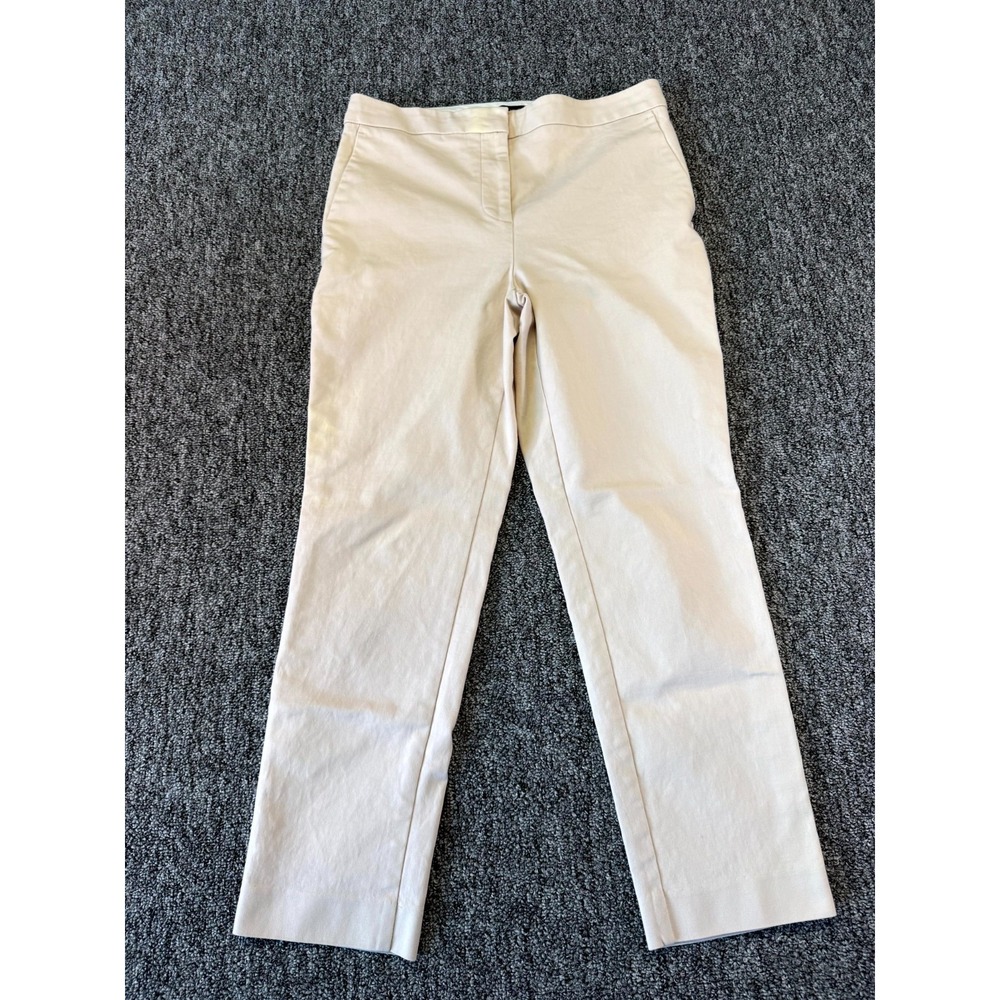 Ann Taylor Dress Pants Women 4P Beige Cotton Formal Business Office Straight Leg